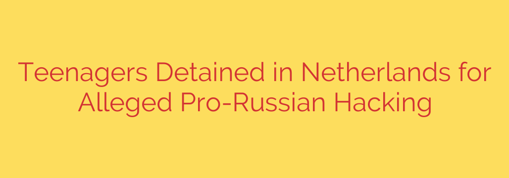 Teenagers Detained in Netherlands for Alleged Pro-Russian Hacking