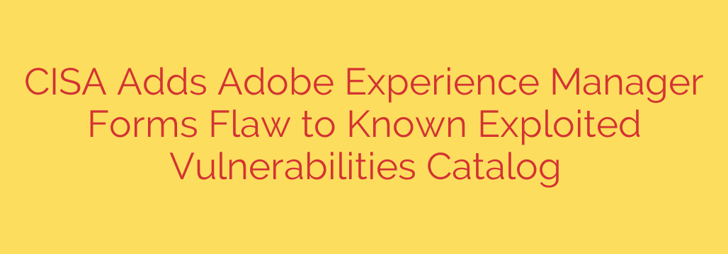 CISA Adds Adobe Experience Manager Forms Flaw to Known Exploited Vulnerabilities Catalog