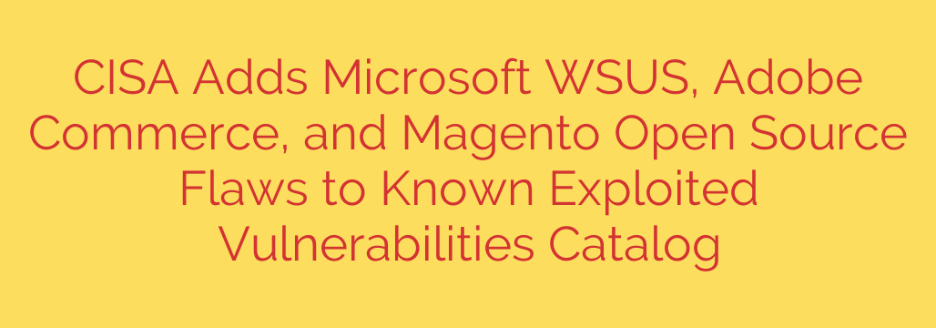 CISA Adds Microsoft WSUS, Adobe Commerce, and Magento Open Source Flaws to Known Exploited Vulnerabilities Catalog