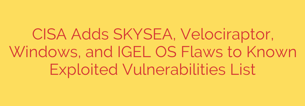 CISA Adds SKYSEA, Velociraptor, Windows, and IGEL OS Flaws to Known Exploited Vulnerabilities List