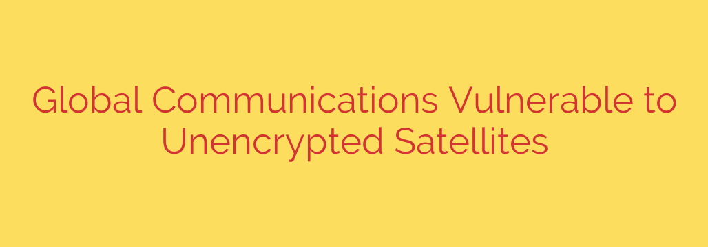 Global Communications Vulnerable to Unencrypted Satellites