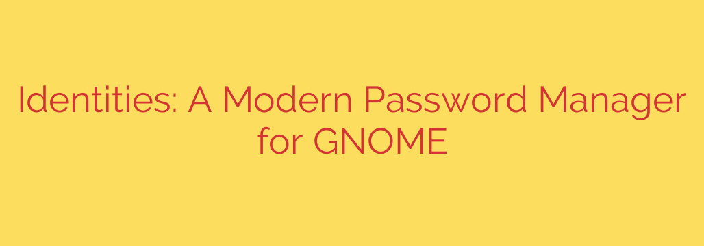 Identities: A Modern Password Manager for GNOME