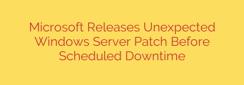 Microsoft Releases Unexpected Windows Server Patch Before Scheduled Downtime