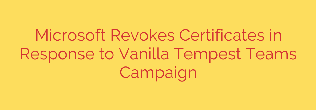 Microsoft Revokes Certificates in Response to Vanilla Tempest Teams Campaign