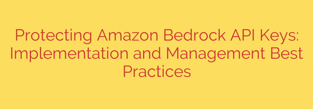 Protecting Amazon Bedrock API Keys: Implementation and Management Best Practices