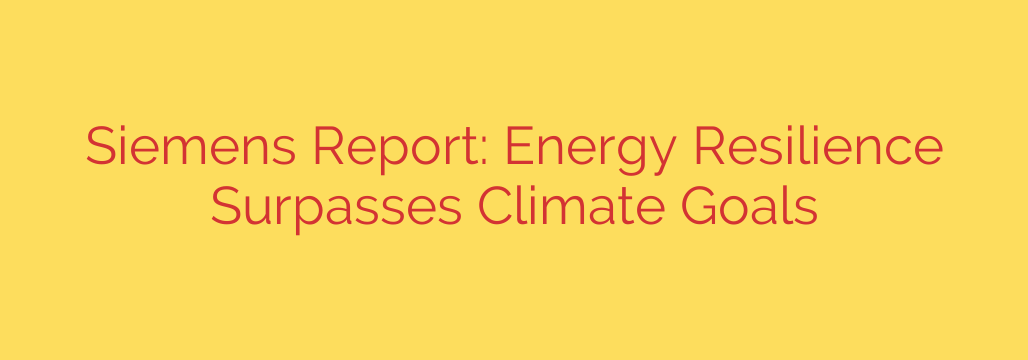 Siemens Report: Energy Resilience Surpasses Climate Goals