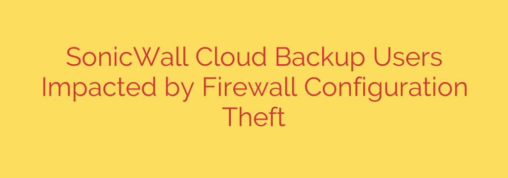 SonicWall Cloud Backup Users Impacted by Firewall Configuration Theft