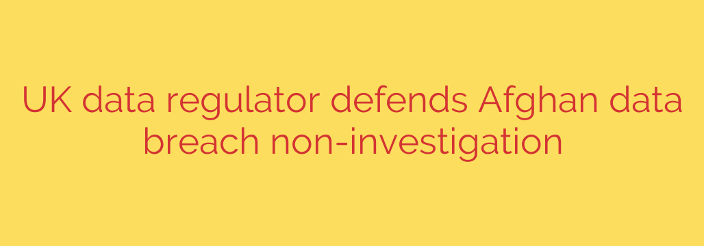 UK data regulator defends Afghan data breach non-investigation