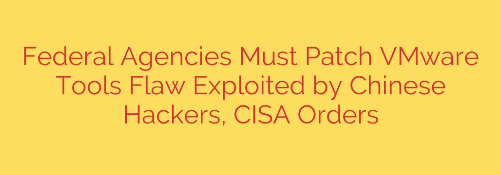 Federal Agencies Must Patch VMware Tools Flaw Exploited by Chinese Hackers, CISA Orders