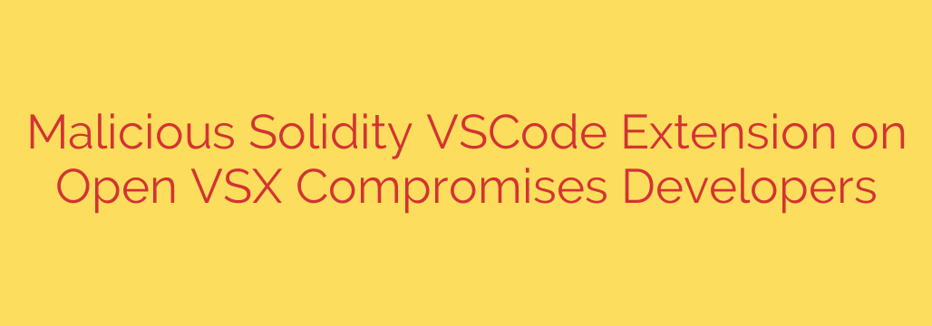 Malicious Solidity VSCode Extension on Open VSX Compromises Developers