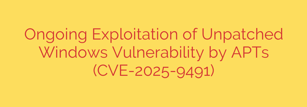 Ongoing Exploitation of Unpatched Windows Vulnerability by APTs (CVE-2025-9491)