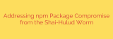 Addressing npm Package Compromise from the Shai-Hulud Worm