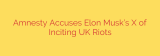 Amnesty Accuses Elon Musk’s X of Inciting UK Riots