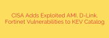 CISA Adds Exploited AMI, D-Link, Fortinet Vulnerabilities to KEV Catalog