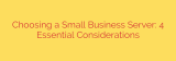 Choosing a Small Business Server: 4 Essential Considerations