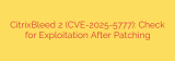 CitrixBleed 2 (CVE-2025-5777): Check for Exploitation After Patching