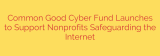 Common Good Cyber Fund Launches to Support Nonprofits Safeguarding the Internet