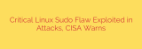 Critical Linux Sudo Flaw Exploited in Attacks, CISA Warns