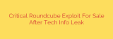 Critical Roundcube Exploit For Sale After Tech Info Leak