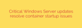 Critical Windows Server updates resolve container startup issues