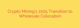 Crypto Mining’s 2025 Transition to Wholesale Colocation