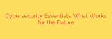 Cybersecurity Essentials: What Works for the Future