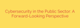 Cybersecurity in the Public Sector: A Forward-Looking Perspective