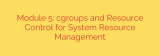 Module 5: cgroups and Resource Control for System Resource Management