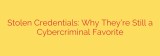 Stolen Credentials: Why They’re Still a Cybercriminal Favorite