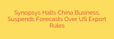 Synopsys Halts China Business, Suspends Forecasts Over US Export Rules