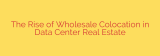 The Rise of Wholesale Colocation in Data Center Real Estate