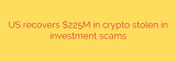 US recovers $225M in crypto stolen in investment scams