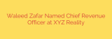 Waleed Zafar Named Chief Revenue Officer at XYZ Reality