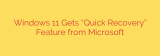 Windows 11 Gets “Quick Recovery” Feature from Microsoft