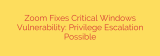 Zoom Fixes Critical Windows Vulnerability: Privilege Escalation Possible